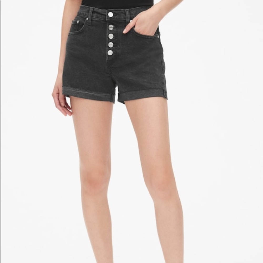 High rise button fly GAP black jean shorts